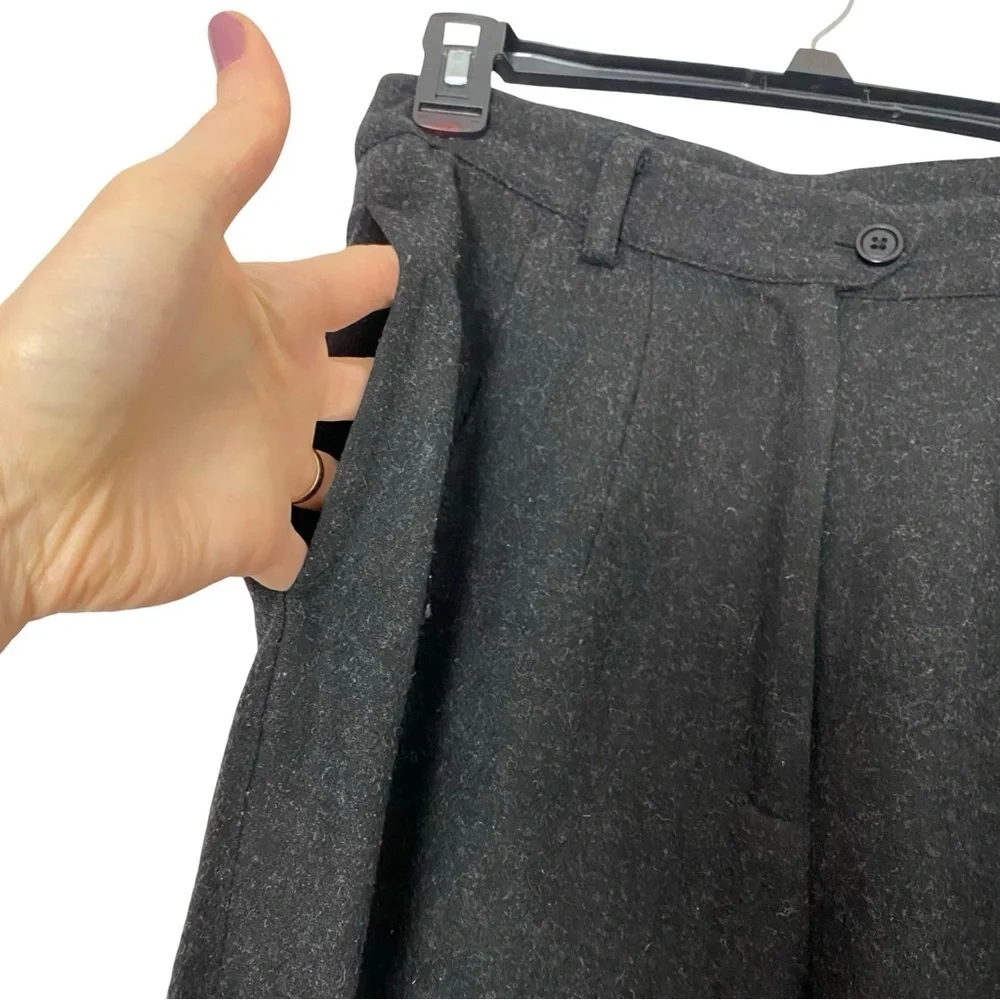 7115 By Szeki Wool Pants Womens Size Small Black Gray Tapered High Rise Waist